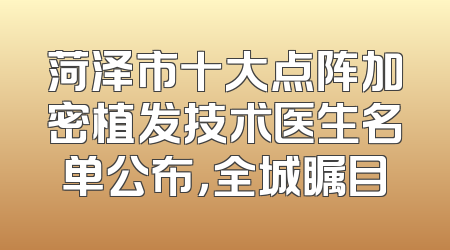 菏泽市十大点阵加密植发技术医生名单公布，全城瞩目