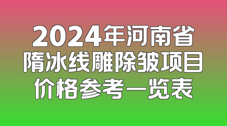 2024年河南省隋冰线雕除皱项目价格参考一览表