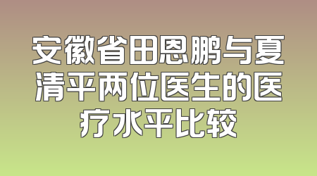 安徽省田恩鹏与夏清平两位医生的医疗水平比较