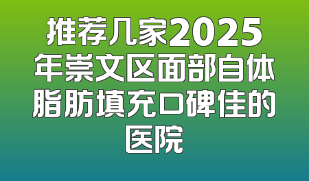 推荐几家2025年崇文区面部自体脂肪填充口碑佳的医院
