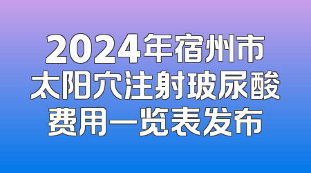 2024年宿州市太阳穴注射玻尿酸费用一览表发布