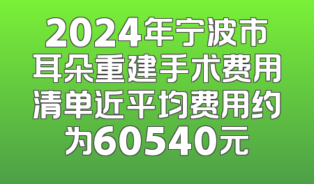 2024年宁波市耳朵重建手术费用清单近平均费用约为60540元