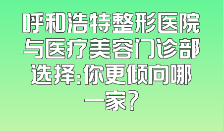 呼和浩特整形医院与医疗美容门诊部选择：你更倾向哪一家？