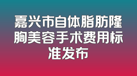 嘉兴市自体脂肪隆胸美容手术费用标准发布