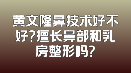 黄文隆鼻技术好不好？擅长鼻部和乳房整形吗？