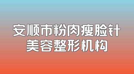安顺市粉肉瘦脸针美容整形机构
