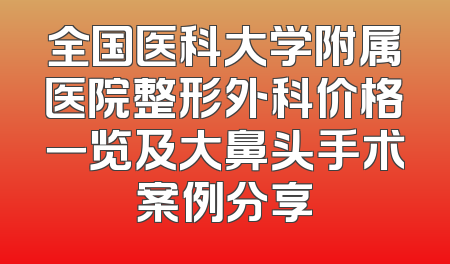 全国医科大学附属医院整形外科价格一览及大鼻头手术案例分享