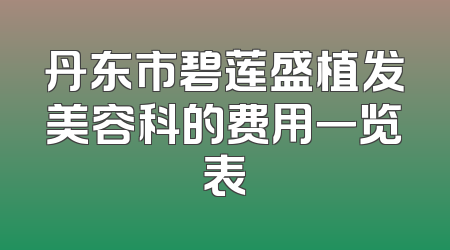 丹东市碧莲盛植发美容科的费用一览表
