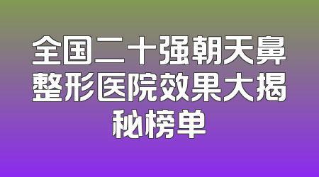 全国二十强朝天鼻整形医院效果大揭秘榜单
