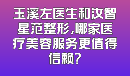 玉溪左医生和汝智星范整形，哪家医疗美容服务更值得信赖？