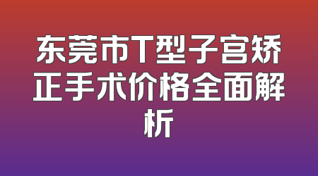 东莞市T型子宫矫正手术价格全面解析
