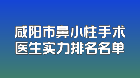 咸阳市鼻小柱手术医生实力排名名单