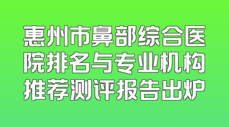 惠州市鼻部综合医院排名与专业机构推荐测评报告出炉