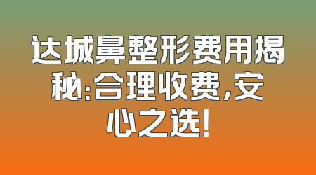 达城鼻整形费用揭秘：合理收费，安心之选！
