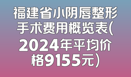 福建省小阴唇整形手术费用概览表(2024年平均价格9155元)