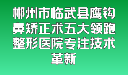郴州市临武县鹰钩鼻矫正术五大领跑整形医院专注技术革新