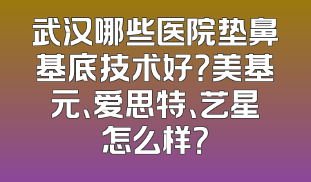 武汉哪些医院垫鼻基底技术好？美基元、爱思特、艺星怎么样？