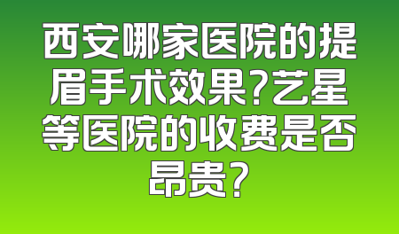 西安哪家医院的提眉手术效果？艺星等医院的收费是否昂贵？