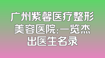 广州紫馨医疗整形美容医院：一览杰出医生名录