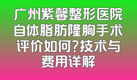 广州紫馨整形医院自体脂肪隆胸手术评价如何？技术与费用详解