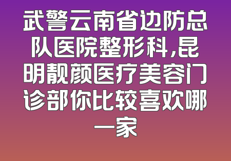 武警云南省边防总队医院整形科，昆明靓颜医疗美容门诊部你比较喜欢哪一家