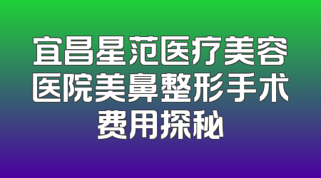宜昌星范医疗美容医院美鼻整形手术费用探秘