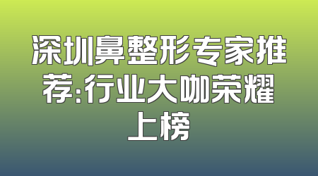 深圳鼻整形专家推荐：行业大咖荣耀上榜