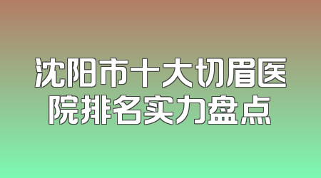 沈阳市十大切眉医院排名实力盘点