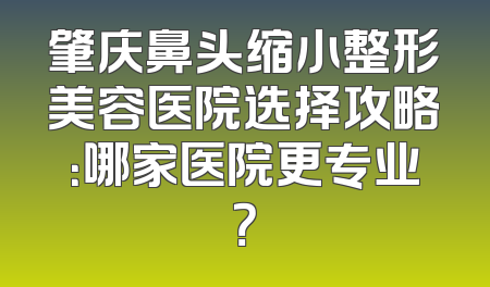 肇庆鼻头缩小整形美容医院选择攻略：哪家医院更专业？