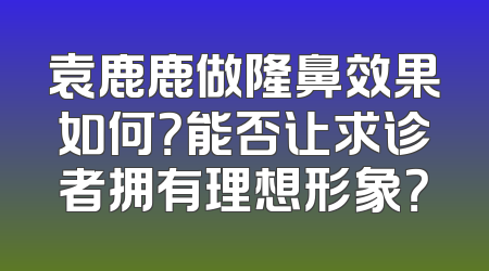 袁鹿鹿做隆鼻效果如何？能否让求诊者拥有理想形象？