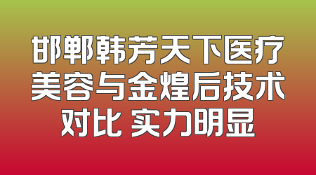 邯郸韩芳天下医疗美容与金煌后技术对比 实力明显
