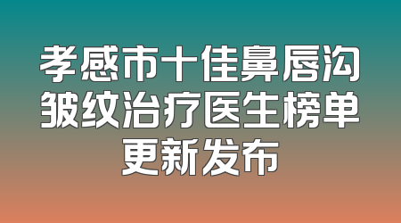 孝感市十佳鼻唇沟皱纹治疗医生榜单更新发布