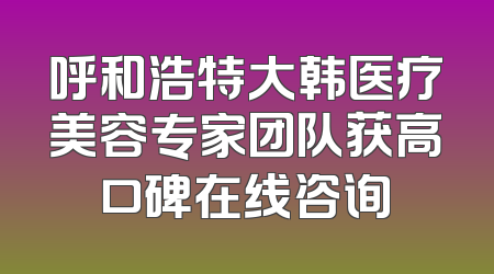 呼和浩特大韩医疗美容专家团队获高口碑在线咨询