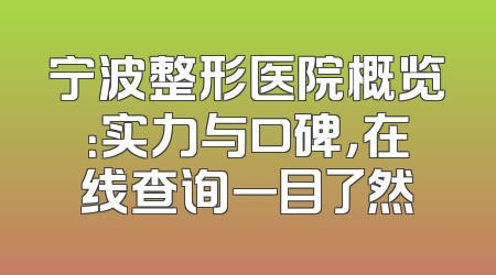 宁波整形医院概览：实力与口碑，在线查询一目了然