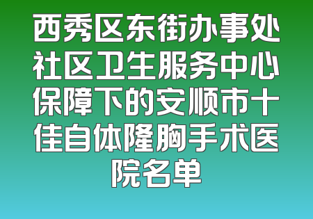 西秀区东街办事处社区卫生服务中心保障下的安顺市十佳自体隆胸手术医院名单