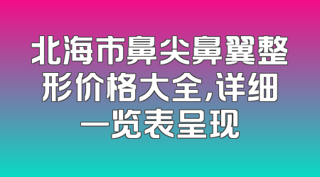 北海市鼻尖鼻翼整形价格大全，详细一览表呈现