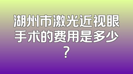 湖州市激光近视眼手术的费用是多少？