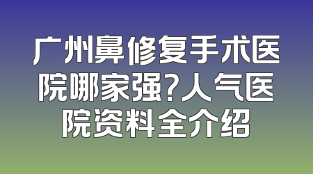 广州鼻修复手术医院哪家强？人气医院资料全介绍