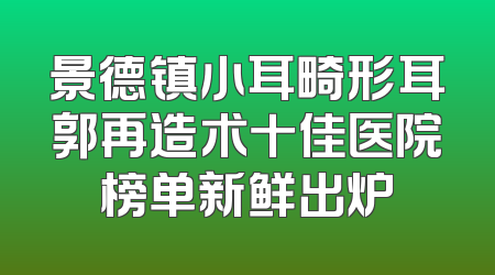 景德镇小耳畸形耳郭再造术十佳医院榜单新鲜出炉