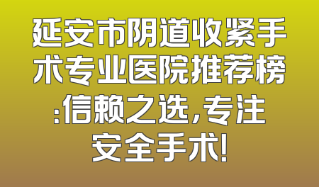 延安市阴道收紧手术专业医院推荐榜：信赖之选，专注安全手术！