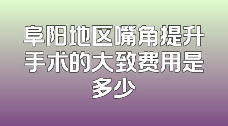 阜阳地区嘴角提升手术的大致费用是多少