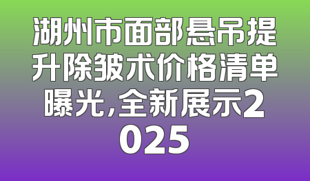 湖州市面部悬吊提升除皱术价格清单曝光，全新展示2025