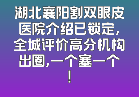 湖北襄阳割双眼皮医院介绍已锁定，全城评价高分机构出圈，一个塞一个！