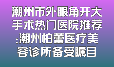 潮州市外眼角开大手术热门医院推荐：潮州柏蕾医疗美容诊所备受瞩目
