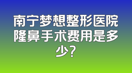 南宁梦想整形医院隆鼻手术费用是多少？
