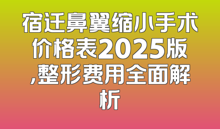 宿迁鼻翼缩小手术价格表2025版，整形费用全面解析