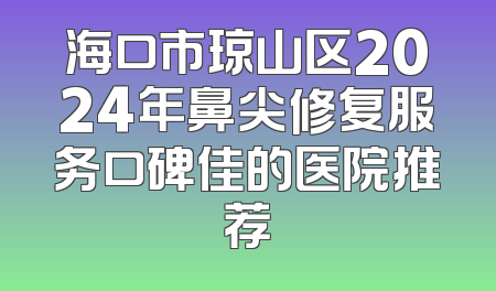 海口市琼山区2024年鼻尖修复服务口碑佳的医院推荐