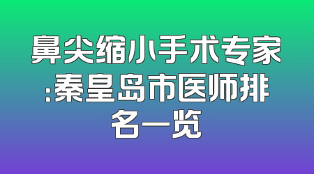 鼻尖缩小手术专家：秦皇岛市医师排名一览