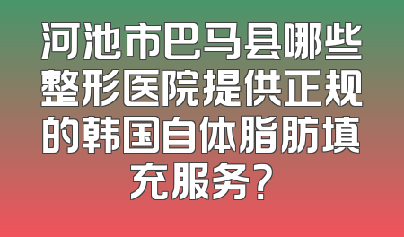 河池市巴马县哪些整形医院提供正规的韩国自体脂肪填充服务？