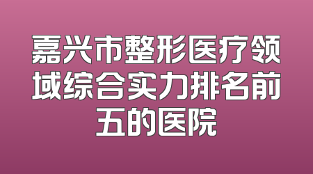 嘉兴市整形医疗领域综合实力排名前五的医院
